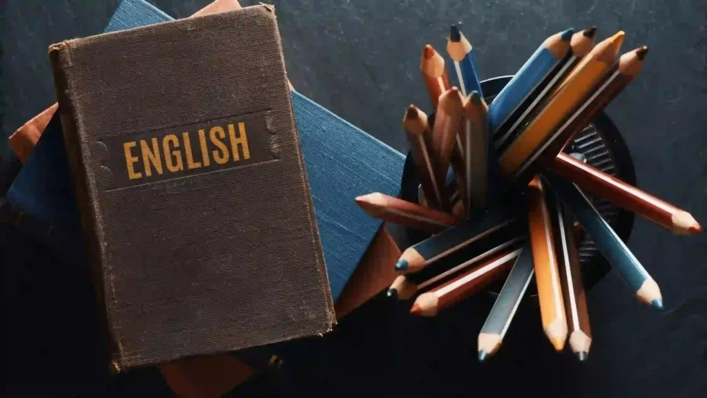 english book with pencil